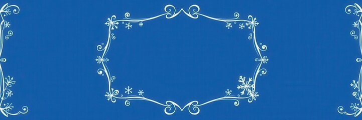Snowflake border vector illustration for Christmas card design, blue, template