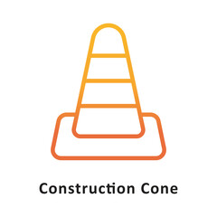 Contruction Cone Vector Gradient Outline Icon. Eps 10 File 