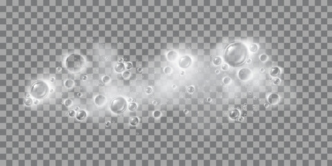 soap suds, realistic white airy soap foam with bubbles on transparent cut out background