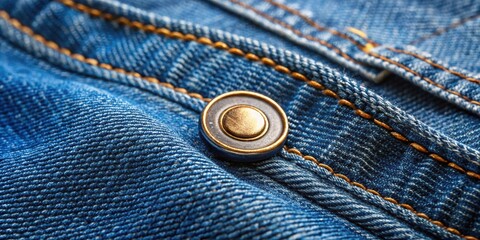 Close up of Levi's Strauss button on blue jeans, Levi's, Strauss, button, blue jeans, close up, denim, vintage, American