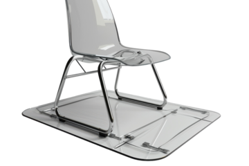 Clear Transparent Chair Mat Isolated on Pure White Background for Home Office Enhancement and Protection