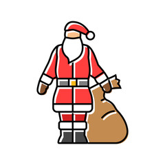 Obraz premium santa claus sack of toys color icon vector. santa claus sack of toys sign. isolated symbol illustration