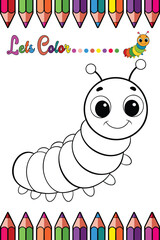 Caterpillar Coloring Page for Kids Fun Insect Outline Design for Creative Activities

