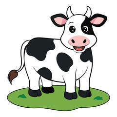 Cute Cow Cartoon Illustration Fun Farm Animal Design for Kids Projects


