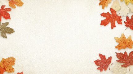 Autumn Leaves on Rustic Background with Empty Space for Text or Design