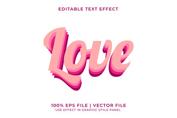 3D vector editable text effect for Love or Valentine event with pink monochrome color