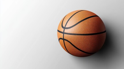 Fototapeta premium Realistic Basketball on White Background with Subtle Shadow Effect