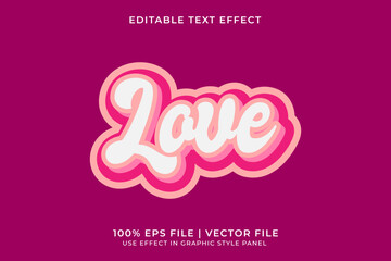 3D vector editable text effect for Love or Valentine event with pink monochrome color