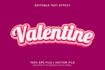 3D vector editable text effect for Love or Valentine event with pink monochrome color