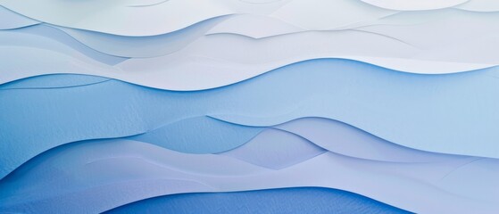Obraz premium Artistic waves of blue and white layer seamlessly, suggesting calm seas or serene skies, offering a tranquil and abstract visual experience.