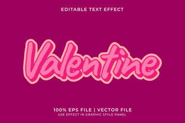 3D vector editable text effect for Love or Valentine event with pink monochrome color