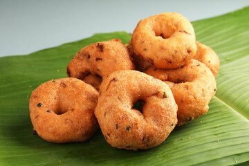 Traditional breakfast of South India IDLY VADA served with sambar Chutney  