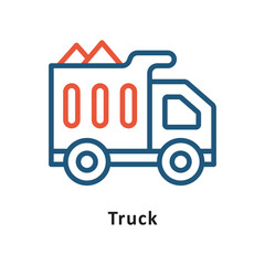 Turck Vector Two Colors Outline Icon. Eps 10 File 