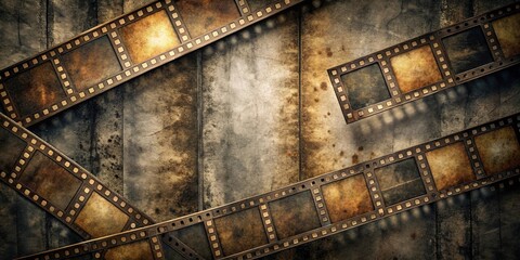 Naklejka premium Aged Film Reels on Textured Background A Vintage Cinematic Design