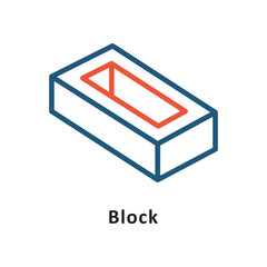 Block Vector Two Colors Outline Icon. Eps 10 File 
