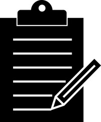 Checklist icon with check mark document gear pencil tables analytics questionnaire notes and notebooks on a clipboard symbol flat vector isolated on transparent background.