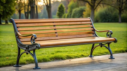 Classic wooden park bench with metal legs , bench, outdoor, park, vintage, relaxing, seating, furniture, metal, legs, nature