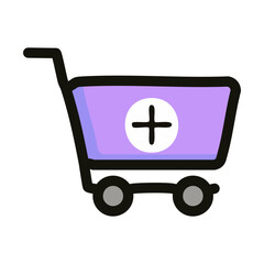 Shopping cart vector icon. Add to cart flat vector illustration.