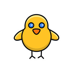 Cute little yellow chick. Vector illustration. Isolated on white background.