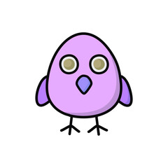 Cute baby chicken with bird face. Vector illustration.