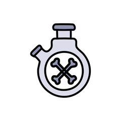 Vintage pocket watch with crossbones icon. Outline vector illustration.