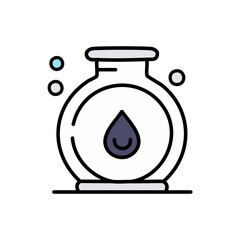 Chemical drop in flask icon, vector illustration, filled flat sign, linear symbol.