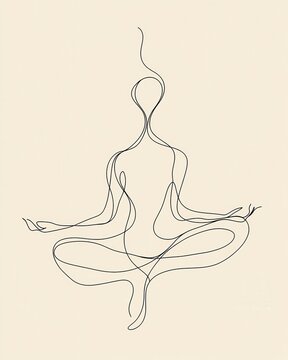 recommend clip art: Minimalist line art illustration of a person in a meditative yoga pose.