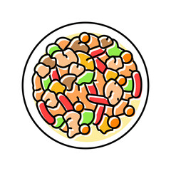 stir fry chicken food color icon vector. stir fry chicken food sign. isolated symbol illustration