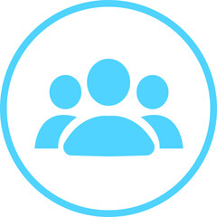 People flat icon. Team user icon. Community icon User profile symbol. Group of people or group of users collection isolated on transparent background. Persons symbol stock vector blue.