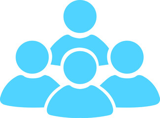 People flat icon. Team user icon. Community icon User profile symbol. Group of people or group of users collection isolated on transparent background. Persons symbol stock vector blue.