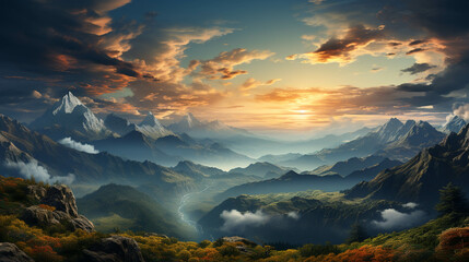 Clouds mountain landscape background