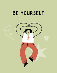 Whimsical greeting card design template for a friend or a loved one.