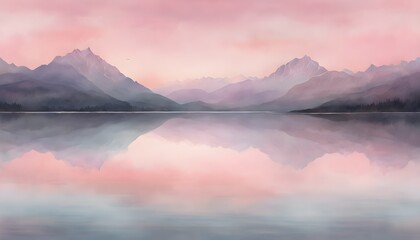Obraz premium Romantic Dusk Over a Calm Mountain Lake