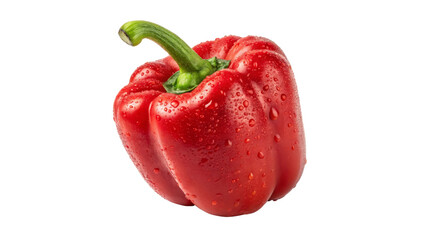High-quality red bell pepper with water droplets isolated