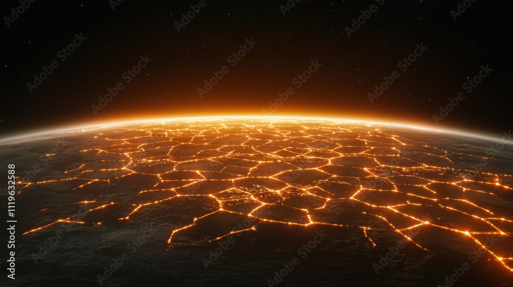 Poster neon web representing ai driven market in a futuristic world with global connectivity and complexity
