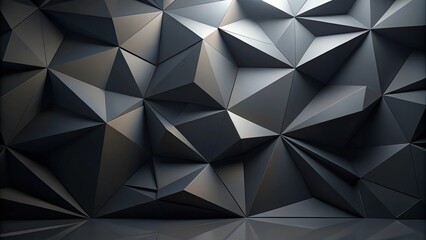 Obraz premium Abstract Dark Grey Geometric Wall Texture with Reflective Floor