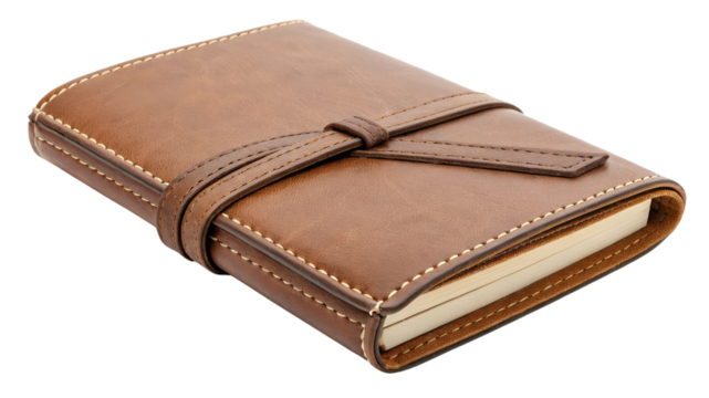 Leather Bound Journal with Strap and Stitching Detail