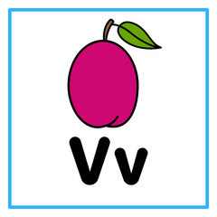 flat victoria plum alfabet v illustration © Rahmatullah