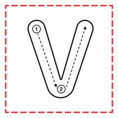 tracing capital alfabet v illustration © Rahmatullah