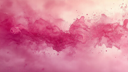 Dynamic Pink Liquid Splash with Droplets and Arcs on Soft Pink Background
