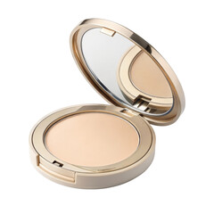 Open compact powder case with mirror and smooth surface
