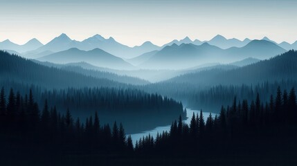 Obraz premium Majestic mountains and serene rivers aerial landscape harmony