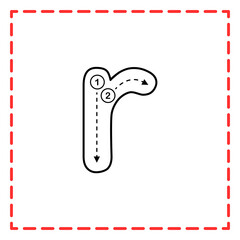 tracing alfabet r illustration © Rahmatullah