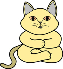 Fat cat sitting funny animal pet artwork doodle best friend family 