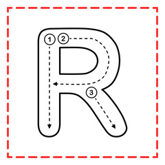 tracing capital alfabet r illustration © Rahmatullah