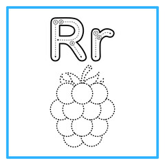 tracing alfabet trace raspberry illustration © Rahmatullah