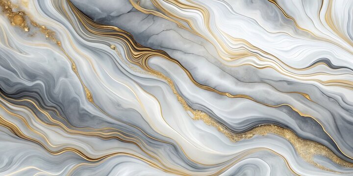 Abstract Swirling Grey and Gold Marble Texture Background Design