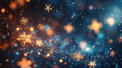 Obraz premium Magical winter background filled with sparkling snowflakes at night. Generative AI