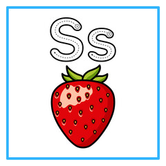tracing alfabet strawberry fruit illustration © Rahmatullah