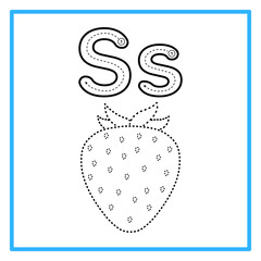 tracing alfabet trace strawberry illustration © Rahmatullah